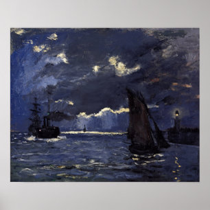Póster Monet - Un Transporte Marítimo A Luz De Luna