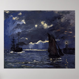 Póster Monet - Un Transporte Marítimo A Luz De Luna