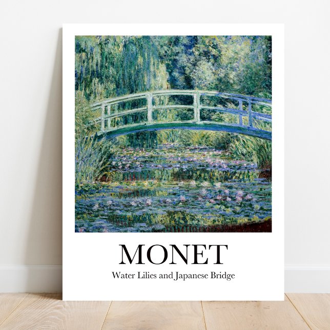 Póster Monet Water Lilis y el Poster Puente Japonés (Monet Water Lilies Poster: Iconic Impressionist garden with Japanese bridge)