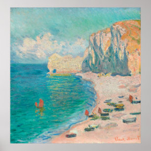 Póster Monet's The Beach y la Falaise d'Amont