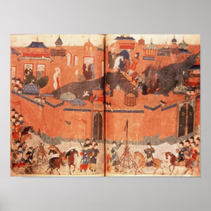 Póster Mongoles bajo el liderazgo de Hulagu Khan