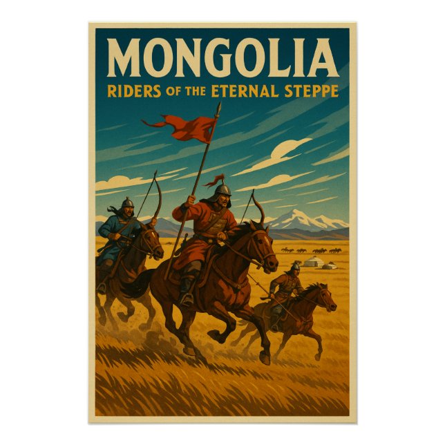 Póster Mongolia - Los jinetes de la eterna estepa (Anverso)
