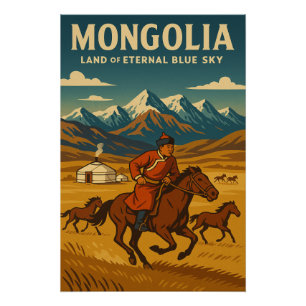 Póster Mongolia - Tierra del cielo azul eterno