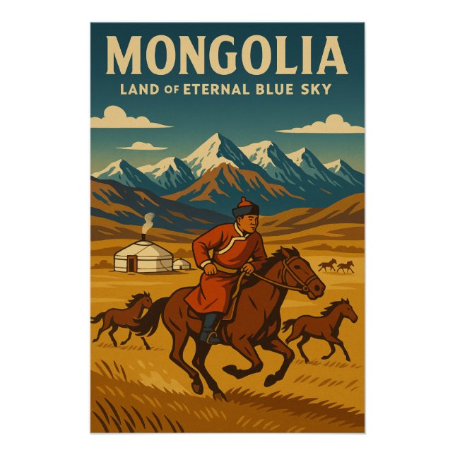 Póster Mongolia - Tierra del cielo azul eterno (Anverso)