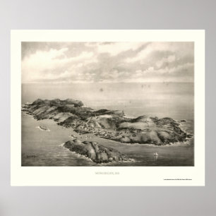 Póster Monhegan, ME Panoramic Map - 1896