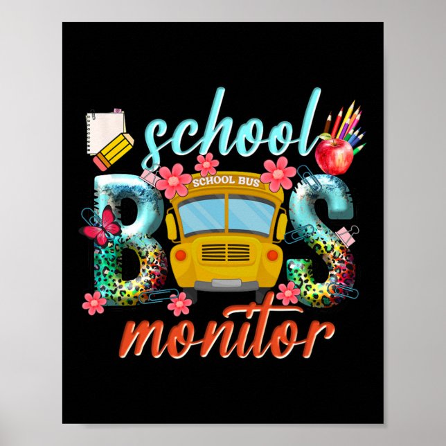 Póster Monitor de Autobús Escolar Conductor de Autobús Es (Frente)