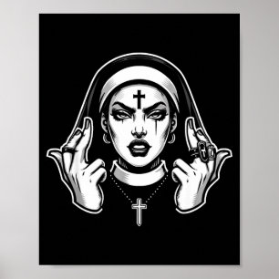 Póster monja satánica gótica blackcraft satanista oculto
