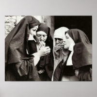 Monjas Fumando fotografía de época XS