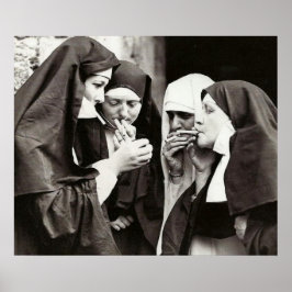 Póster Monjas fumando fotografía vintage
