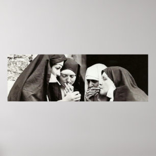 Póster Monjas fumando fotografía vintage