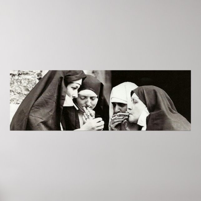 Póster Monjas fumando fotografía vintage (Frente)