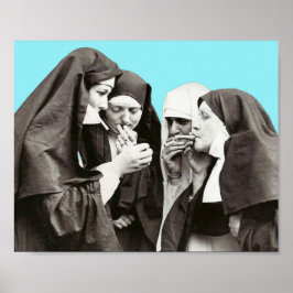 Póster Monjas fumando fotografía vintage