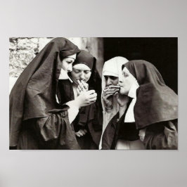 Póster Monjas Fumando fotografía vintage 12x8in