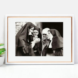 Póster Monjas fumando fotografía vintage 12x8in