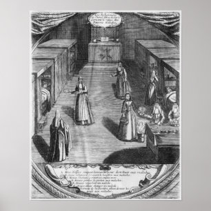 Póster Monjas sirviendo comida a los pacientes en el