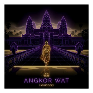 Póster Monje budista de Angkor Wat - Camboya