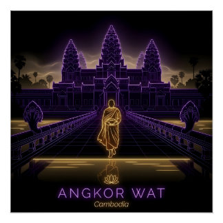 Póster Monje budista de Angkor Wat - Camboya