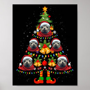 Póster Monje del Caribe Seol Perro Santa Hat Árbol de Nav
