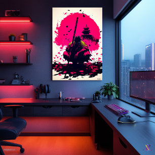 Póster Monje guerrero silencioso bajo el sol naciente