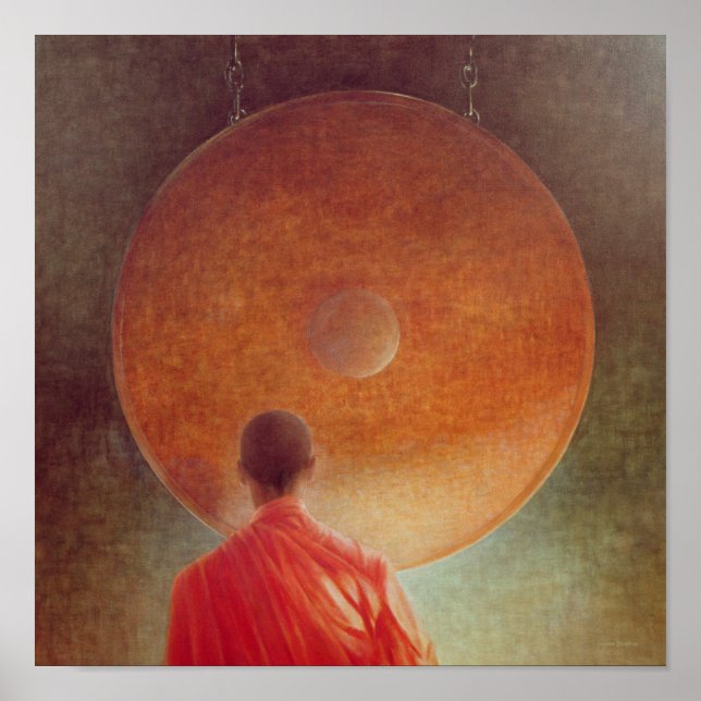 Póster Monje joven con Gong (Frente)