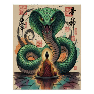 Póster Monje y Serpiente