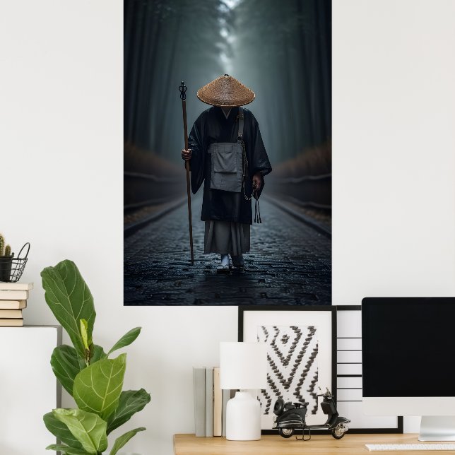 Póster Monje Zen Japonés (Oficina en casa)