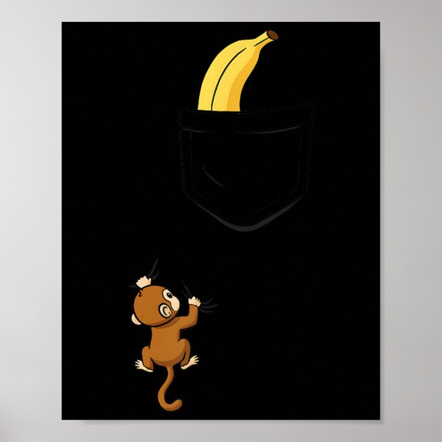 Póster Monkey Climbs For Banana Funny Animal Cket Design  (Frente)