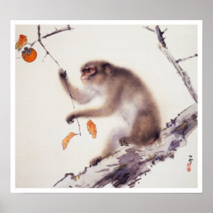 Póster Monkey in a Persimmon Tree