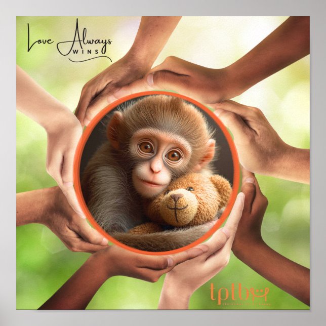 PÓSTER MONKEY LOVE ALWAYS WINS WALL ART (Frente)