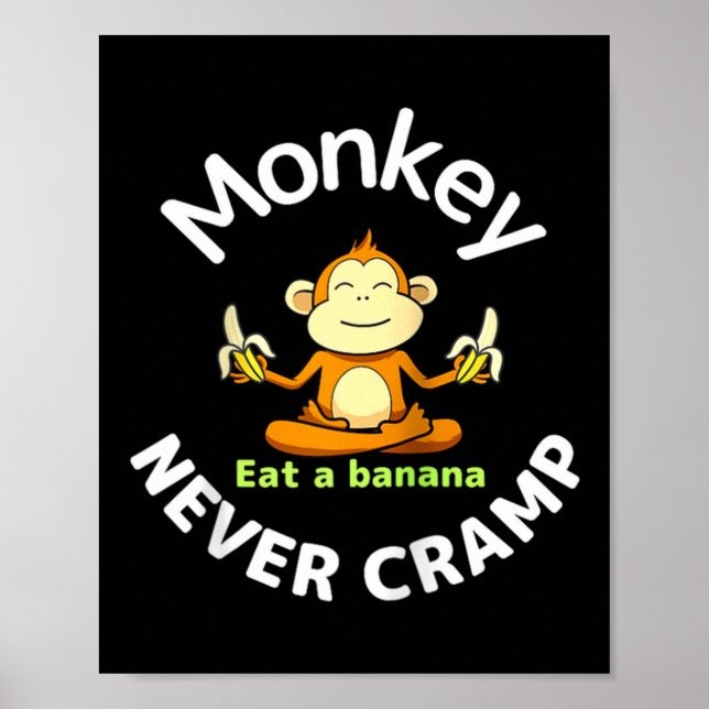 Póster Monkey Never Cramp Eat A Banana Raglan Baseball Te (Frente)