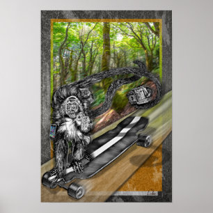 Póster Monkey Selfie Simie Skater Camera