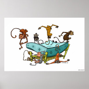 Póster Monkeys Jumping on the Bed