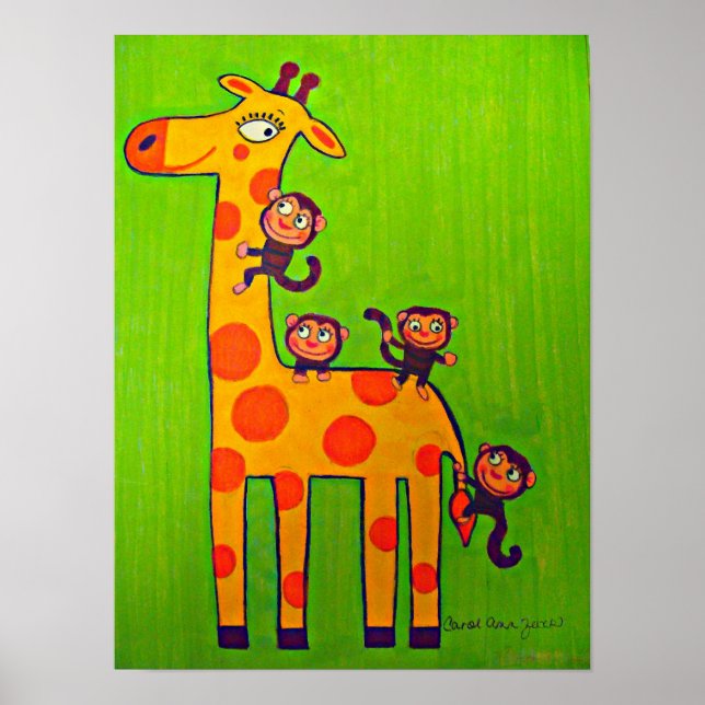 Póster Monkeys Playing with Giraffe (Frente)