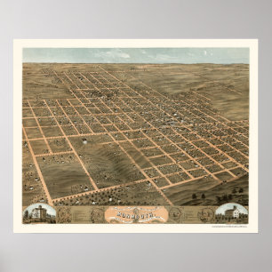 Póster Monmouth, IL Panoramic Map - 1869