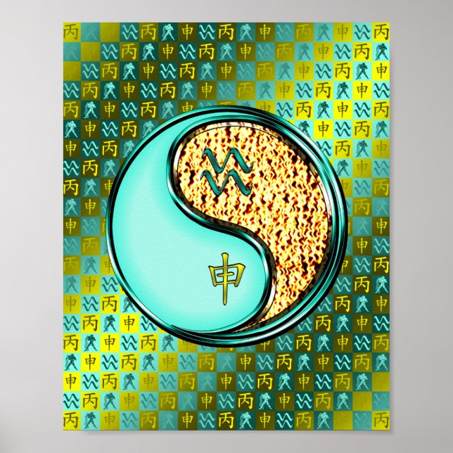 Póster Mono acuario y fuego (Frente)