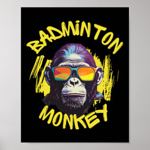 Póster Mono Badminton con el transbordador de racquet Jun
