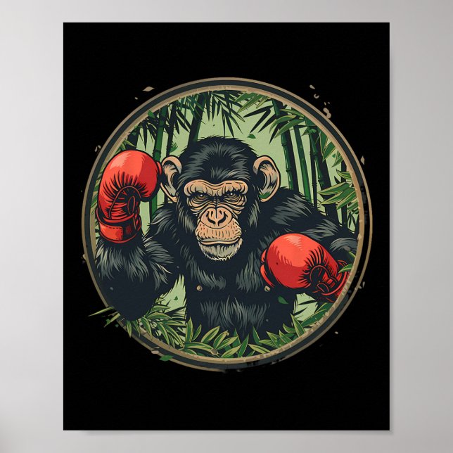 Póster Mono boxeador con guantes de boxeo kickboxing dive (Frente)