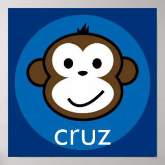Póster Mono Cheeky Personalizado [azul+marina]