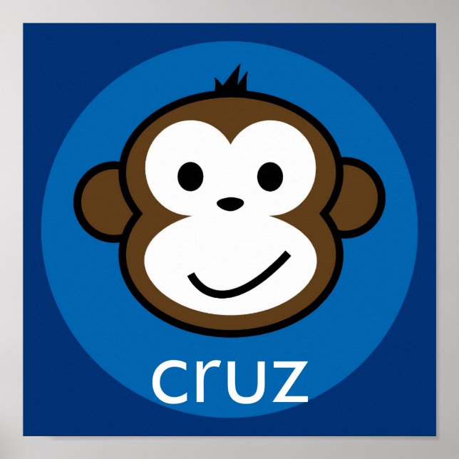 Póster Mono Cheeky Personalizado [azul+marina] (Frente)