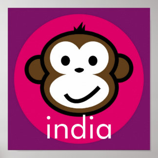 Póster Mono Cheeky personalizado [rosa+púrpura]