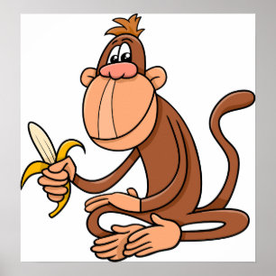 Póster Mono con banana