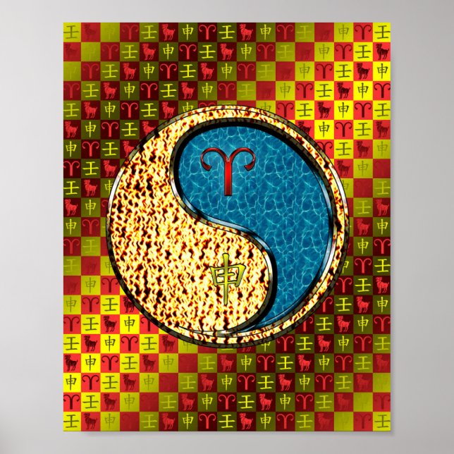 Póster Mono de Aries y Agua (Frente)