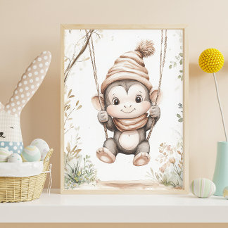 Póster Mono de bebé adorable