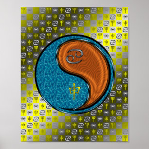 Póster Mono de Cáncer y Madera