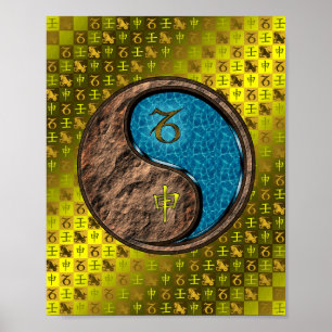 Póster Mono de Capricornio y Agua