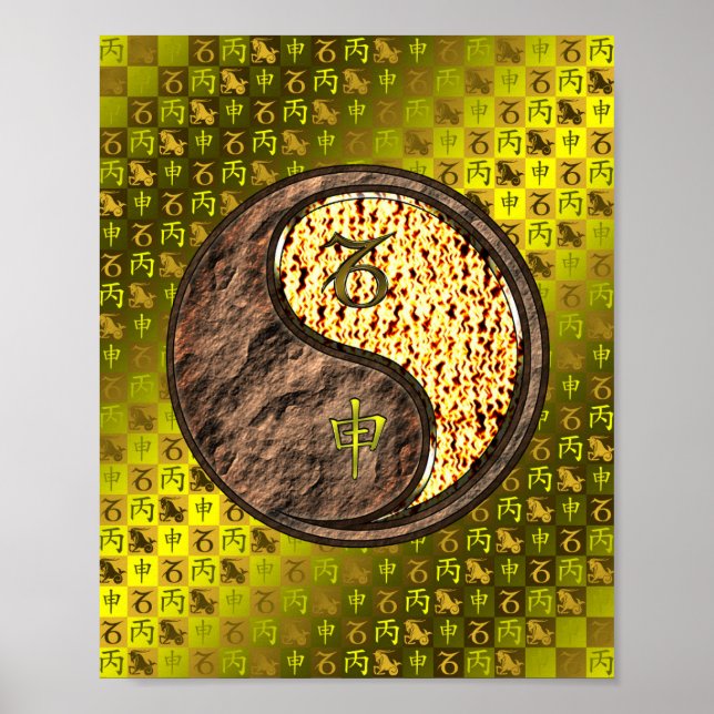 Póster Mono de Capricornio y Fuego (Frente)