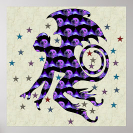 Póster Mono de cráneo volador