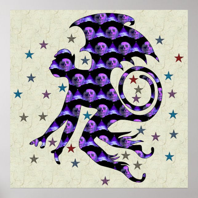 Póster Mono de cráneo volador (Frente)