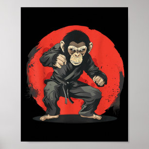 Póster Mono de Judo Taekwondo MMA Jiu-Jitsu Kung Fu Mono