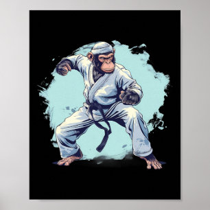 Póster Mono de Karate Artes Marciales Kickboxing Judo Mma